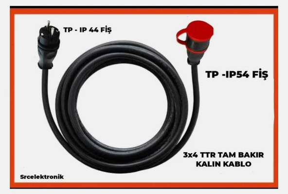 ÖZNUR Kablo Araç Şarjı Uyumlu 30  Metre  (3x4 Ttr Tam Bakır)( Ip 44-54 Tp Fişli) Uzatma Seyyar ürün görseli 1