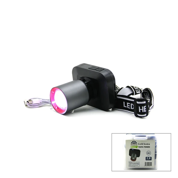 ŞARJLI 50W KAFA LAMBASI FENER 1 LED USB - TYPE-C DİJİTAL KADEME IŞIK AYARI - FLAŞÖR (2818) ürün görseli 1