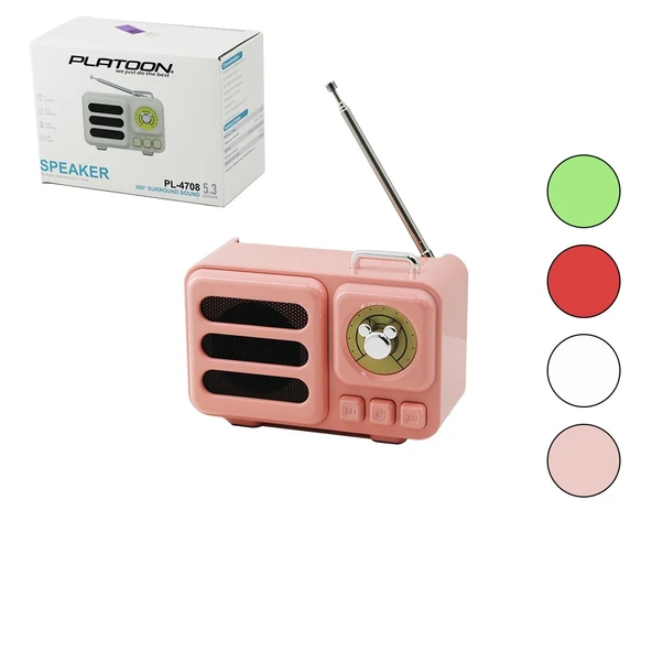 WİRELESS HOPARLÖR - SPEAKER - RADYO IŞIKLI USB ŞARJLI RENKLİ KASA - BRONZ ÇERÇEVE USB - DC 5V - TF (5250) ürün görseli 1
