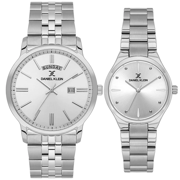 Daniel Klein 8682308439122 Gümüş Classic All Silver Çelik Kordonlu Sevgili Çift Kol Saatleri ürün görseli 1