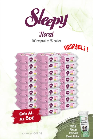 25'li Sleepy Floral Kişisel Bakım Havlusu 100'lü ve Rosie ürün görseli 1