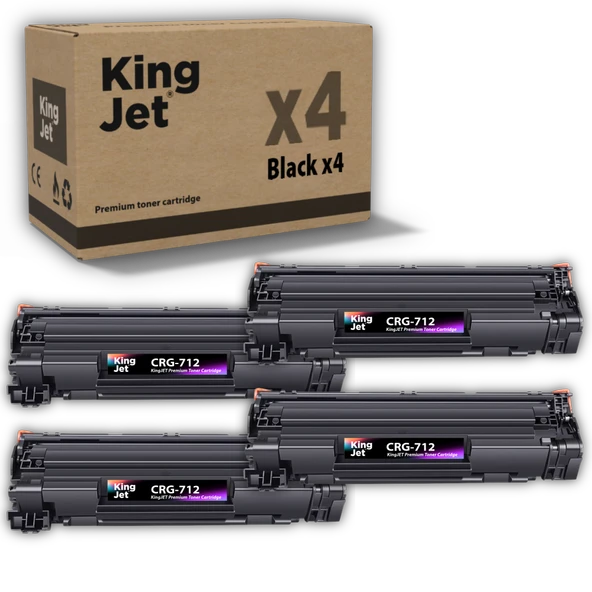 KingJET Canon Uyumlu CRG-712 Standart Kapasiteli (4'lü Paket) Çipli Muadil Toneri | LBP3010B ürün görseli 1