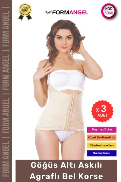 #Korse Vücut Şekillendiren Toparlayıcı Kadın Göğüs Altı Askılı Agraflı Bel Korse - 3 Adet ürün görseli 1