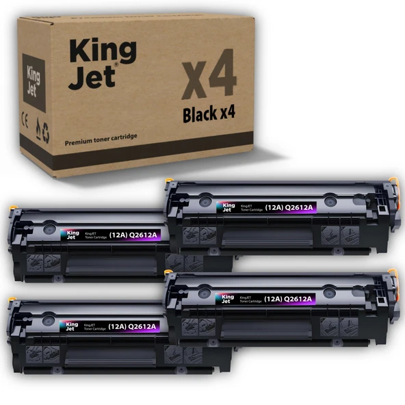 KingJET HP Uyumlu (12A) Q2612A Standart Kapasiteli (4'lü Paket) Muadil Toneri | LaserJet 1010 ürün görseli 1