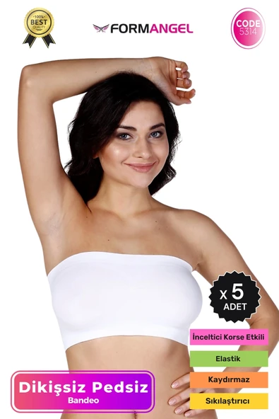 #Bandeo Seamless Toparlayıcı Kadın Basic Örme Dikişsiz Pedsiz Bandeo Büstiyer - 5 Adet ürün görseli 1