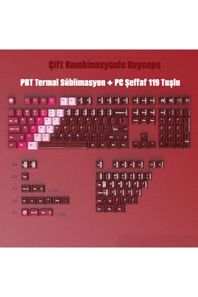 silabor Mekanik Klavye Tuş Takımı 119 Tuş Keycaps PBT Süblimasyonlu Çift Renkli Klavye Başlığı ürün görseli 1