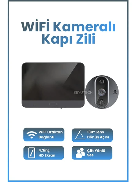 Harvox Wi-Fi Kameralı Kapı Zili – 1080p Akıllı Kablosuz Görüntülü Kapı Zili, 130° Geniş Açı, Uzaktan Kontrol ürün görseli 1
