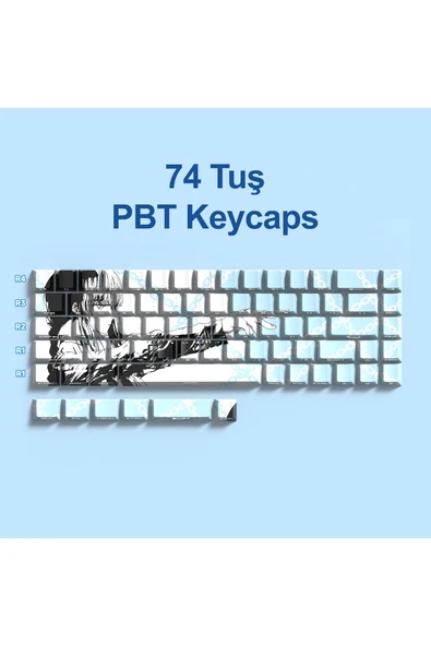 silabor 74 Tuş Orijinal Yan Baskılı Yarı Saydam PBT Süblimasyon Mekanik Klavye Tuşları Klavye Keycaps ürün görseli 1