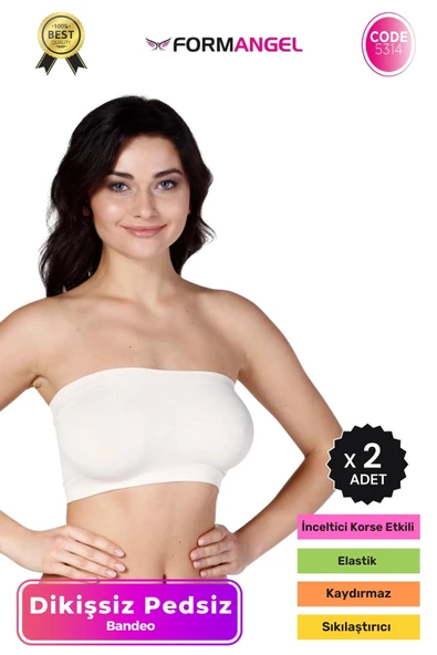 #Bandeo Seamless Toparlayıcı Kadın Basic Örme Dikişsiz Pedsiz Bandeo Büstiyer - 2 Adet ürün görseli 1