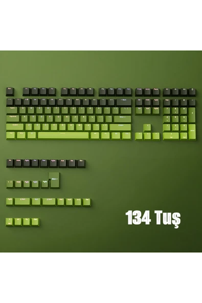 silabor Matcha Tuş Takımı, Gradyan Keycaps, Arkadan Aydınlatmalı 134 Tuşlu Mekanik Klavye Uyumlu, PBT. ürün görseli 1