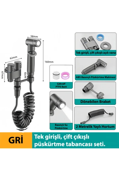silabor Spiralli Banyo Bataryası Tek Giriş İki Çıkış, Tabancalı Musluk Açı Vanası, Yüksek Basınçlı Ev Tipi ürün görseli 1