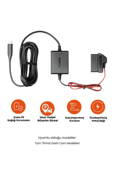 silabor OBD-II Park Gözetim Kablosu (Tüm Type-C Kameralar ile Uyumlu) ürün görseli 1