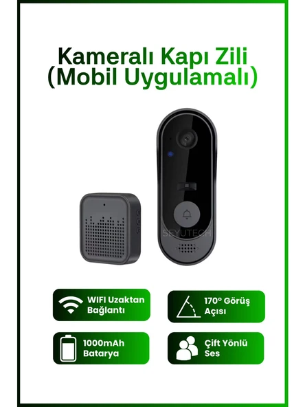 Harvox Wi-Fi Kameralı Kapı Zili – 1080p Akıllı Kablosuz Görüntülü Güvenlik Kamerası, 170° Geniş Açı, Uzaktan Kontrol ürün görseli 1