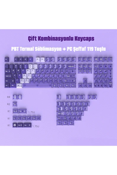 silabor Mekanik Klavye Tuş Takımı 119 Tuş Keycaps PBT Süblimasyonlu Çift Renkli Klavye Başlığı ürün görseli 1