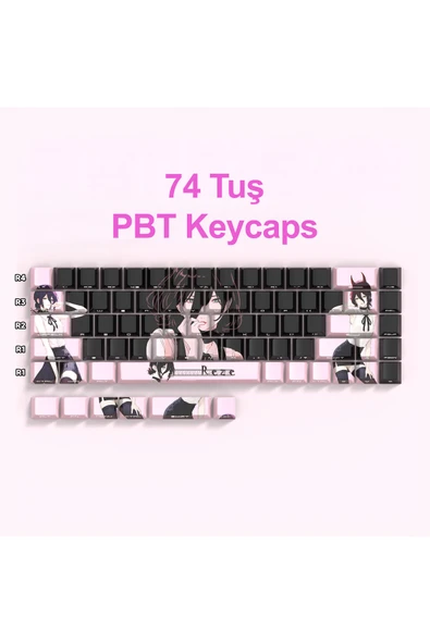 silabor 74 Tuş Orijinal Yan Baskılı Yarı Saydam PBT Süblimasyon Mekanik Klavye Tuşları Klavye Keycaps ürün görseli 1
