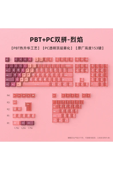 silabor Klavye Keycaps Tuş Başlıkları, 153 Tuş, PBT Boya Süblimasyonlu PC Mekanik Klavye Uyumludur. ürün görseli 1