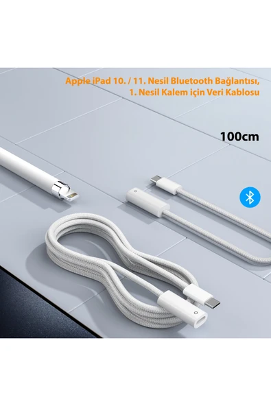 silabor Apple iPad 10. / 11. Nesil Bluetooth Bağlantısı, 1. Nesil Kalem için Veri Kablosu 100cm ürün görseli 1