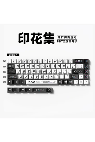 silabor 74 Tuşlu Klavye Keycaps, Yan Baskılı Arka Aydınlatmalı PBT 60/61/68 Mekanik Klavyelerle Uyumludur. ürün görseli 1