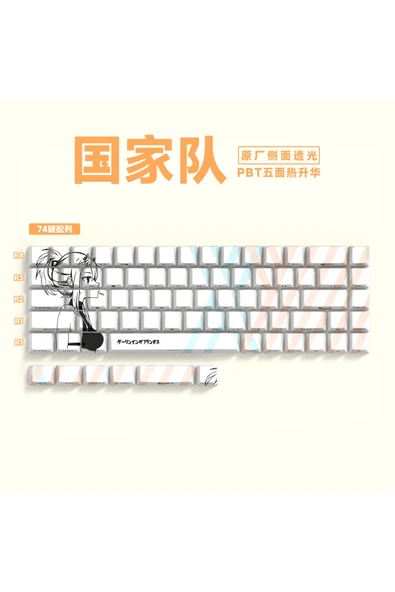 silabor 74 Tuşlu Klavye Keycaps, Yan Baskılı Arka Aydınlatmalı PBT 60/61/68 Mekanik Klavyelerle Uyumludur. ürün görseli 1