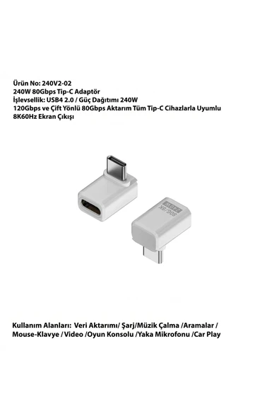 silabor 240W 80Gbps Tip-C Adaptör 20Gbps ve Çift Yönlü 80Gbps Aktarım Tüm Tip-C Cihazlarla Uyumlu ürün görseli 1