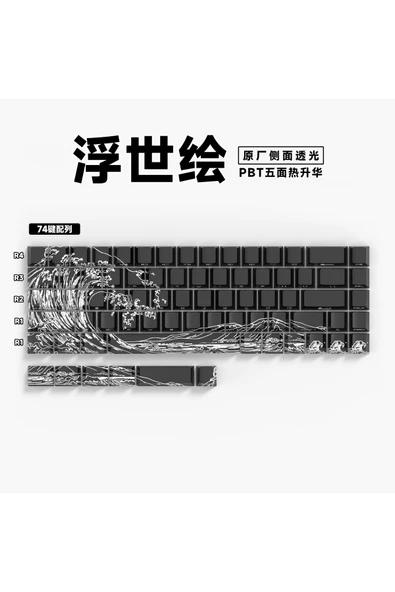 silabor 74 Tuşlu Klavye Keycaps, Yan Baskılı Arka Aydınlatmalı PBT 60/61/68 Mekanik Klavyelerle Uyumludur. ürün görseli 1