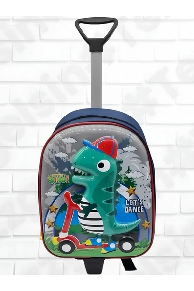 Uniquetrenders Anaokulu Kreş Çekçekli Tekerli Dinazor Dino Karakter 5d Kabartma Baskı Sırt Çantası Okul Çantası ürün görseli 1