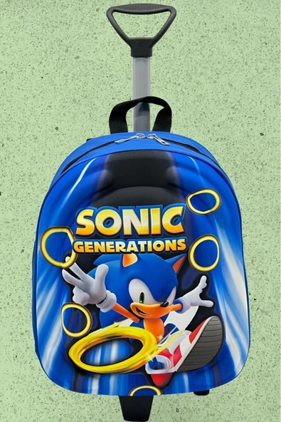 Uniquetrenders Kirpi Sonic Anaokulu Kreş Çekçekli Tekerli 3D Eva Baskılı Okul Çantası Sırt Çantası ürün görseli 1
