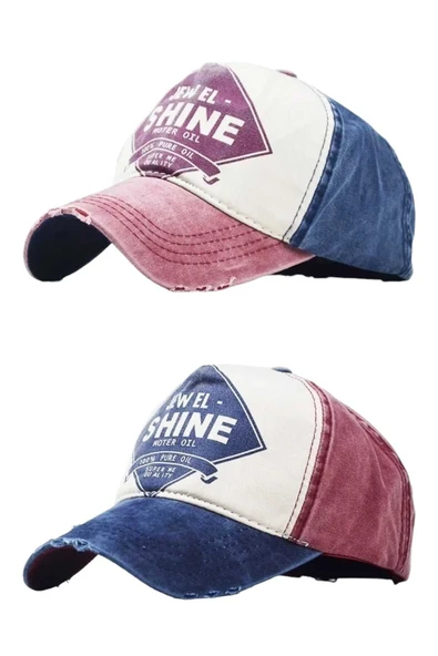 Uniquetrenders Unisex Eskitme Jewel Shine Ayarlanabilir Beyzbol Kep Şapka Baseball Şapka 2'li Set ürün görseli 1