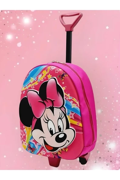 Uniquetrenders Kız Çocuk Minnie Mouse Eva Kumaş Çekçekli Anaokulu Kreş Ve Günlük Kullanım Sırt Çantası ürün görseli 1
