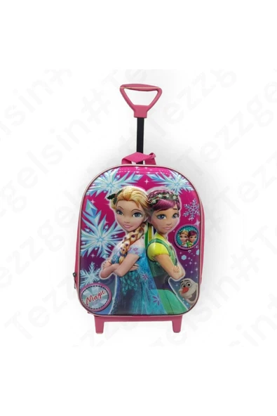 Uniquetrenders Kız Çocuk Kreş Anaokulu Frozen Elsa Kardeşler 5d Baskı Tekerli Çekçekli Okul Çantası Sırt Çantası ürün görseli 1