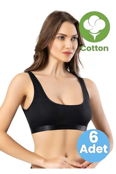 Uniquetrenders Kadın 6'lı Geniş Askılı Kaşkorse Pedli Crop Büstiyer ürün görseli 1