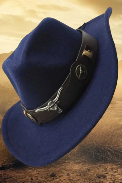 Uniquetrenders Unisex Kovboy Fötr Şapka Kovboy Şapkası Kovboy Şapka ürün görseli 1