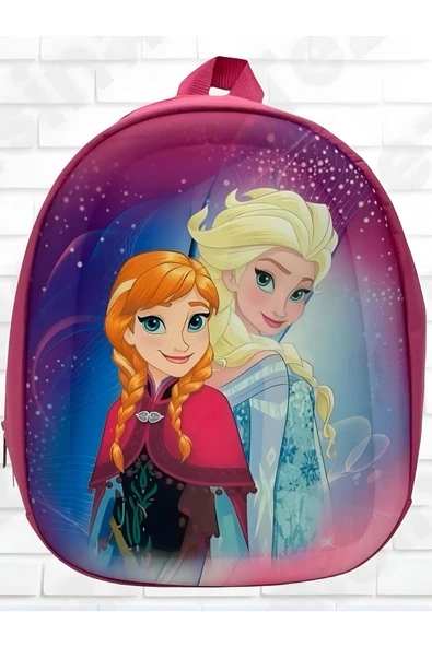 Uniquetrenders Anaokulu Kız Çocuk Elsa Ve Anna Kardeşler Baskılı Sırt Çantası 5d Kabartmalı Eva Kumaş Okul Çantası ürün görseli 1