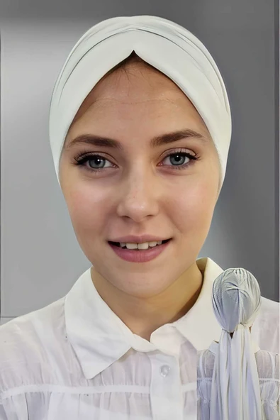 Uniquetrenders Kadın Lüks Sandy Kumaş Bağlamalı Pileli Tesettür Bone Şal ürün görseli 1