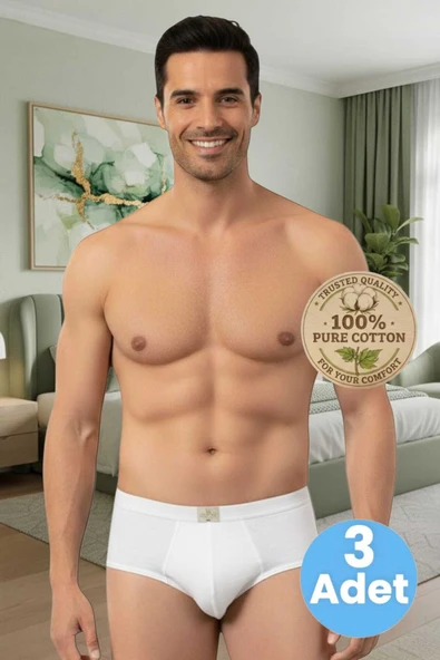 Uniquetrenders Erkek %100 Pamuklu 3'Lü Penye Slip Külot ürün görseli 1