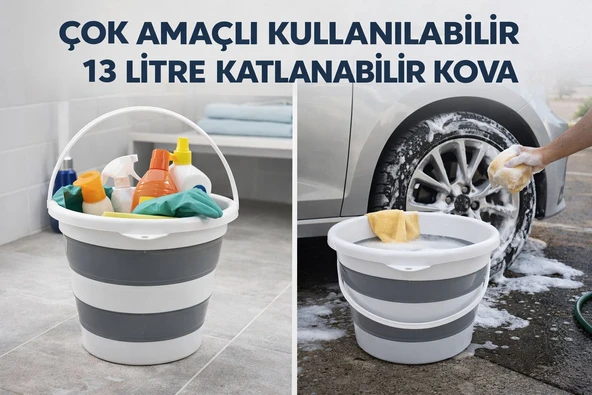 ÇOK AMAÇLI KATLANABİLİR 13 LT KOVA - Resim 2
