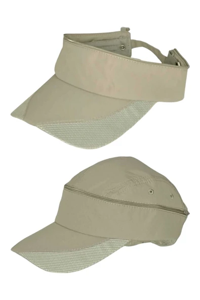 Uniquetrenders Unisex Mikro Kumaş Fermuarlı Sporcu Koşu Tenis Şapkası Vizör Şapka ürün görseli 1