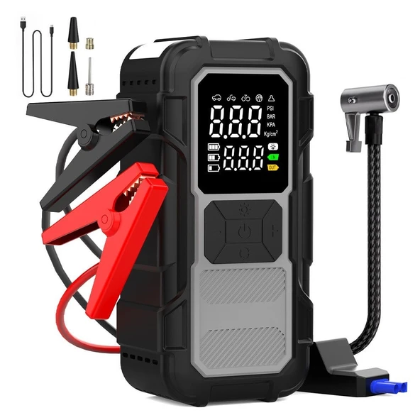 Suitu AT-002 Akü Takviye Cihazı | 4'ü 1 Arada Powerbank, Hava Kompresörü, LCD Ekran, 8.000mAh 150PSI ürün görseli 1