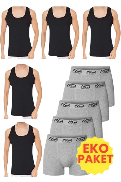 Uniquetrenders Erkek 10'lu Atlet Ve Boxer Takımı Ekonomik Paket Atlet Ve Boxer Set 5 Atlet 5 Boxer ürün görseli 1