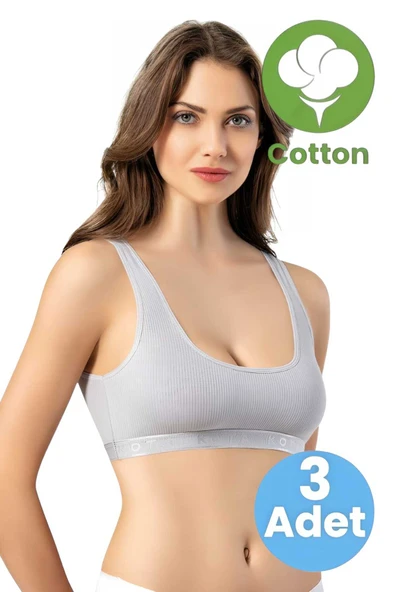 Uniquetrenders Kadın 3'lü Geniş Askılı Kaşkorse Pedli Crop Büstiyer ürün görseli 1
