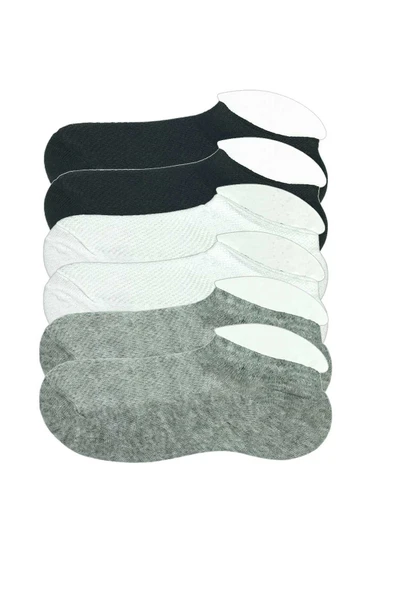 6 Adet Çocuk Sneaker Patik Çorap Siyah Beyaz Gri ürün görseli 1
