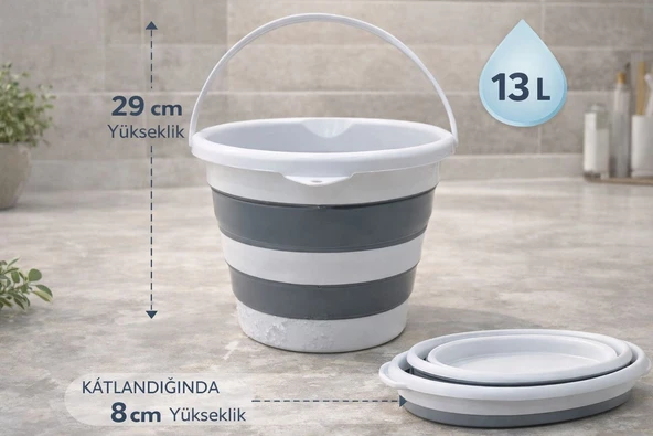 ÇOK AMAÇLI KATLANABİLİR 13 LT KOVA - Resim 3