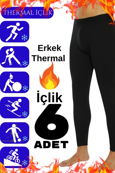 Erkek Termal İçlik Siyah İçi Polar Kışlık 6 Adet ürün görseli 1