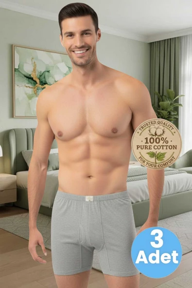 Uniquetrenders Erkek %100 Pamuklu 3'Lü Süprem Kumaş Penye Boxer ürün görseli 1