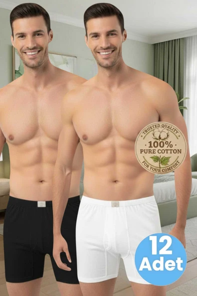 Uniquetrenders Erkek %100 Pamuklu 12'Li Süprem Kumaş Penye Boxer ürün görseli 1