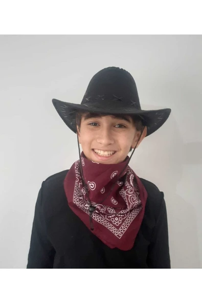 Uniquetrenders Çocuk Unisex 8 - 14 Yaş Süet Kovboy Şapkası ürün görseli 1