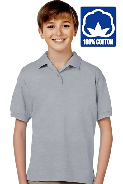 Uniquetrenders Erkek Çocuk %100 Pamuklu Polo Yaka T-Shirt Günlük Ve Okul Uniforma Okul T-Shirt ürün görseli 1