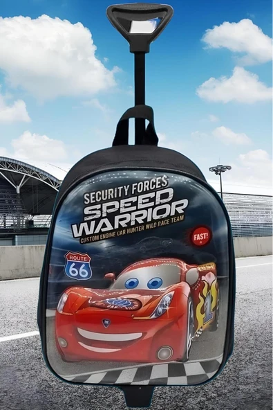 Uniquetrenders Çekçekli Anaokulu Günlük Kullanım Cars Şimşek Mcqueen Baskılı Tekerli Seyahat Valizi Okul Çantası ürün görseli 1