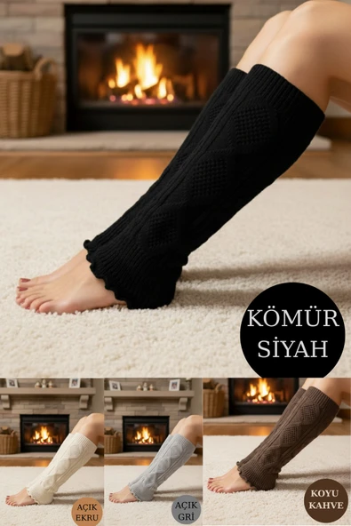 Kadın Tozluk Kışlık Termal Ayak Bileği Koruyucu Yumuşak Triko Örgü/ Baldır Isıtıcı Leg Warmer 4 Çift ürün görseli 1