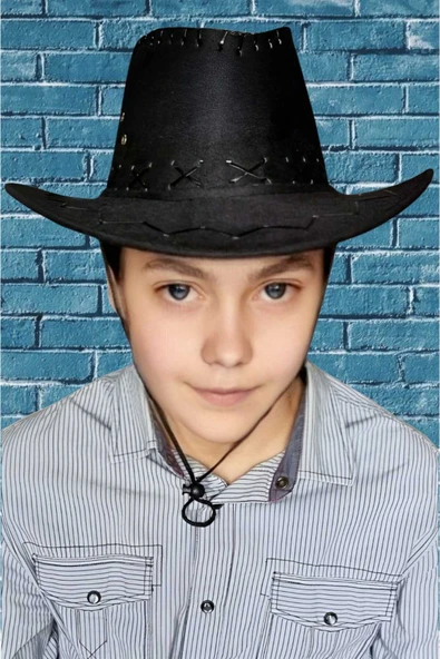Uniquetrenders Çocuk Unisex Nubuk Kovboy Şapkası ( 8-14 Yaş ) ürün görseli 1
